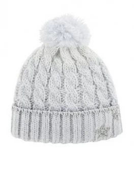 image of Monsoon Girls Ombre Evie Star Dazzle Cable Beanie Hat - Blue