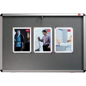 image of Nobo Lockable Visual Insert Board 1200x900mm Grey 31333501