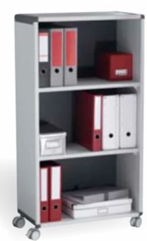 image of Fast Paper Mobile 3 Compartment Bookcase Grey/Charcoal