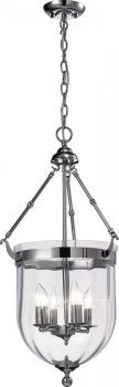 Image of Ceiling Pendant Lantern 4 Light Polished Chrome, Glass