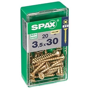 Image of Spax PZ Countersunk Zinc Yellow Screws - 3.5 x 30mm Pack of 20