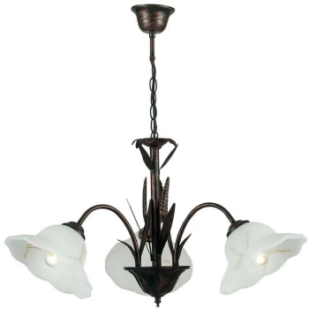 Image of Fan Europe Lighting - Fan Europe BYRON 3 Light Multi Arm Pendant Ceiling Light Rust 64x50cm