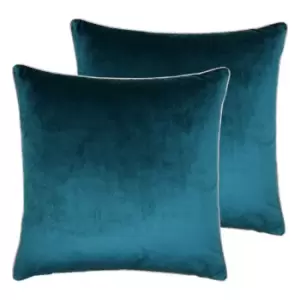 Image of Paoletti Meridian Twin Pack Polyester Filled Cushions Teal/Blush
