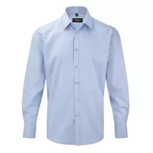 Image of Russell Mens Herringbone Long Sleeve Work Shirt (14.5) (Light Blue)
