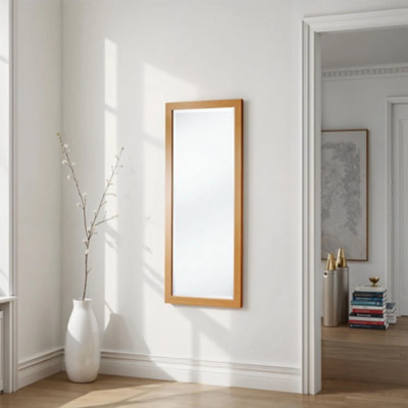Image of Yearn Mirrors Yearn Mirrors Oak Effect Slim Framed Bevelled Mirror in Light Oak Light Oak One Size Unisex 0716053064059