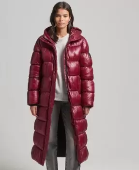 image of Superdry Womens Xpd Sports Longline Puffer Coat Purple / Dark Berry - Size: 10