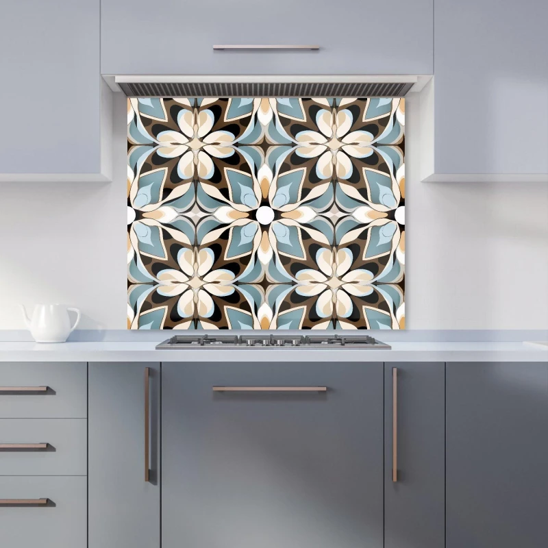 Image of Warren Reed - Designer Beige & Brown Abstract Pattern Kitchen Splashback in Grey Size: 600mm x 750mm Grey Unisex 600mm x 750mm