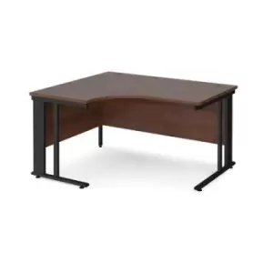 image of Office Desk Left Hand Corner Desk 1400mm Walnut Top With Black Frame 1200mm Depth Maestro 25 MCM14ELKW