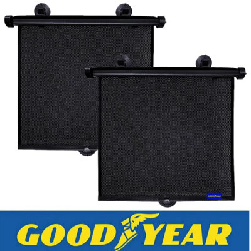 Image of Vivo Goodyear 2Pc Car Window Roller Blinds Sun Shade Visor Uv Protection Mesh Kids