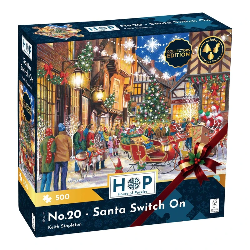 Image of The House Of Puzzles No. 20 - Santa Switch On 500 Piece Jigsaw Puzzle Multicolor Unisex 500 Piece