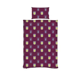 Image of Aston Villa FC Pulse Reversible Duvet Cover Set (Double) (Burgundy/Yellow/Light Blue)