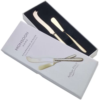 image of Arthur Price Monsoon Champagne Mirage Cheese & Butter Knife Set