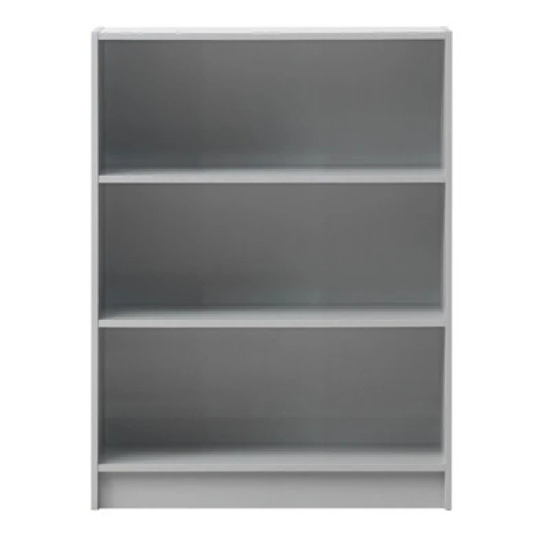 Image of Timber Art Design 3 Tier Bookcase Wide Display Shelving Storage Unit Wood Furniture Light Grey