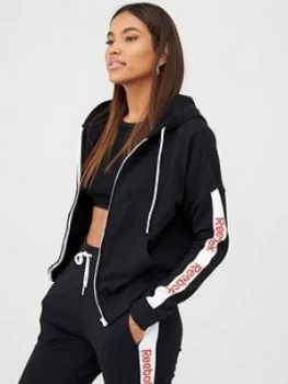 image of Reebok Training Essentials Linear Logo Full Zip - Black, Size L, Women