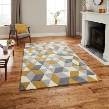 Image of HK3653 Grey Yellow 120cm x 170cm Rectangle - Grey and Yellow
