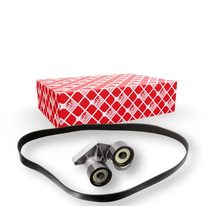 Image of FEBI BILSTEIN 106003 V-ribbed belt set with tensioner element V-Ribbed Belt Set (542)