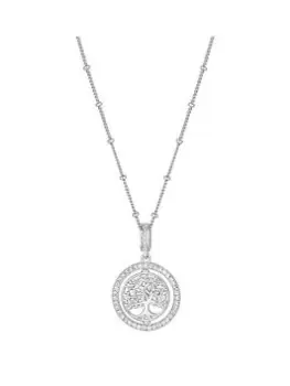 image of Simply Silver Sterling Silver 925 Cubic Zirconia Tree Of Love Spinner Pendant Necklace