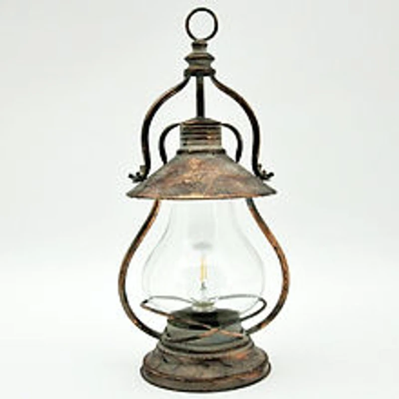 Image of Minster Battery And Bulb Garden Lantern - Metal - L24 X W24 X H43 Cm