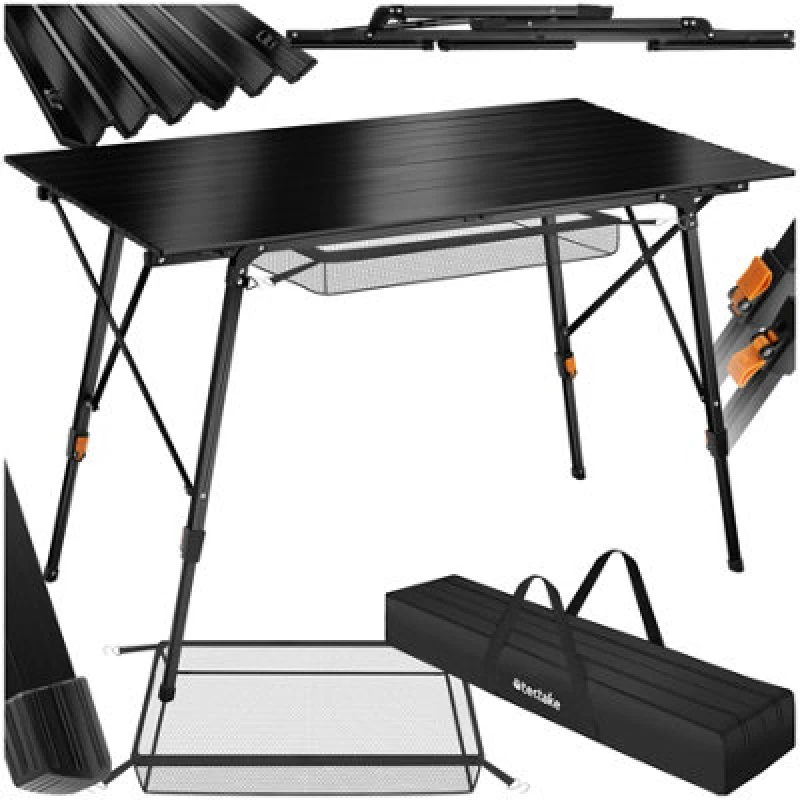 Image of Tectake 1 Camping Table Bastian - Height Adjustable & Folding - Black