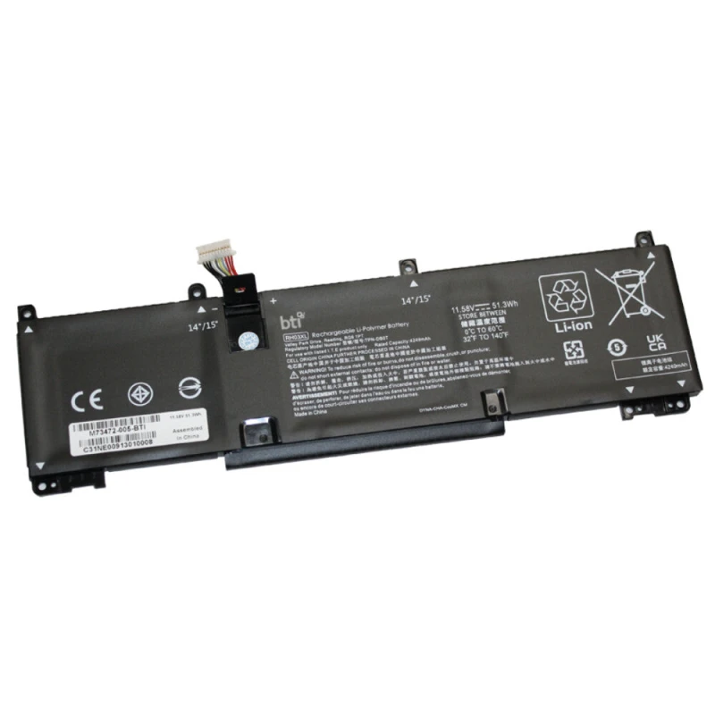 Image of BTI BTI M64307-2C1 compatible 51.3Wh 3-cell battery for HP ELITEBOOK 640 650G9 G10 PROBOOK 440 450 G9 G10 M64307-2C1-BTI