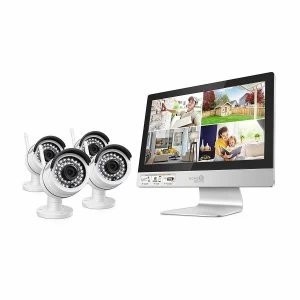 image of HomeGuard CCTV System - 4 Channel Wireless Security System with 12 HD Monitor & 4 x 960p HD Day/Night Cameras & 1TB HDD