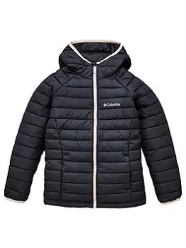 image of Columbia Girls Powder Lite Hooded Jacket - Black/Pink, Size S=9-10 Years, Women