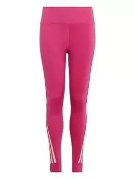 image of adidas Training Aeroready 3-stripes High-rise 7/8 Optime Pocket Leggings, Pink, Size 13-14 Years