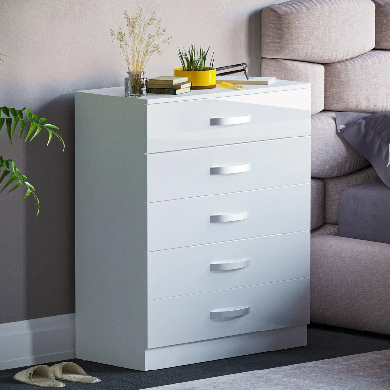 Image of Lassic Vida Designs Hulio 5 Drawer Chest White unisex 5 Drawers