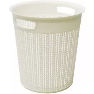 image of Knit Design Loop Plastic Round Bin 12L, Ivory 30 x 29cm - JVL