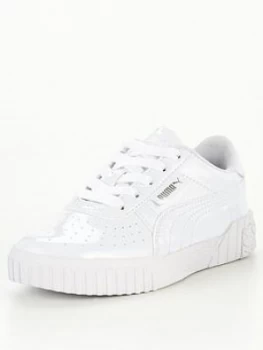 Puma Cali Patent Childrens Trainers - White</b>