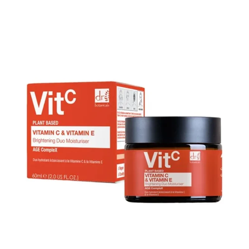 Image of Dr. Botanicals Vitamin C & Vitamin E Brightening Anti Ageing Duo Moisturiser 60ml White unisex