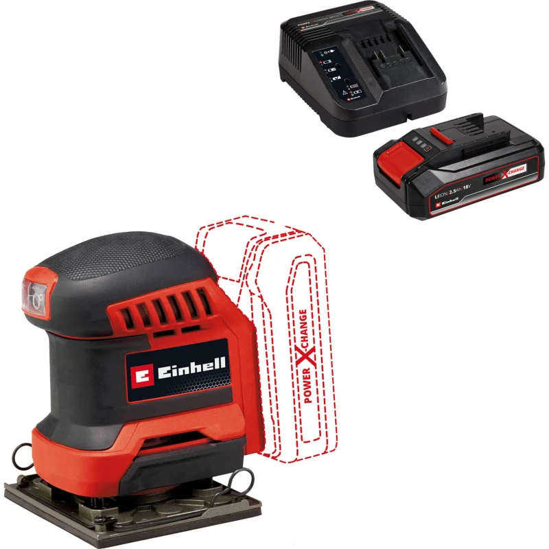 Image of Einhell TE-OS 18/113 Li 18v Cordless 1/4 Sheet Orbital Palm Sander TE-OS 18/113 Li Batteries: 1 x 2.5ah Li-ion