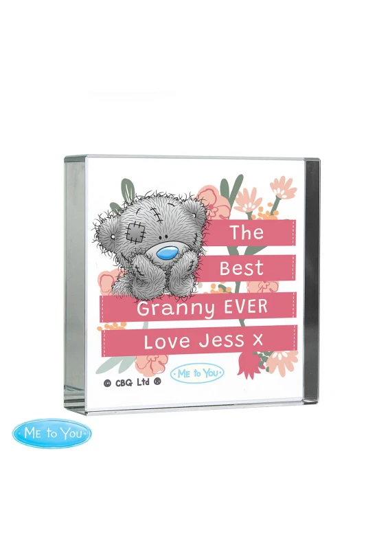 Image of Personalised Memento Company Personalised Message Me To You Floral Crystal Token