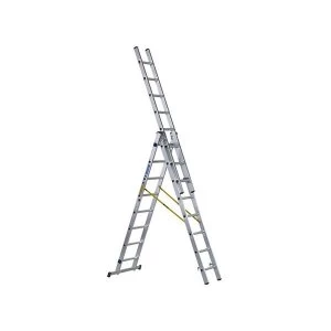 Image of Zarges D-Rung Combination Ladder 3-Part 3 x 10 Rungs