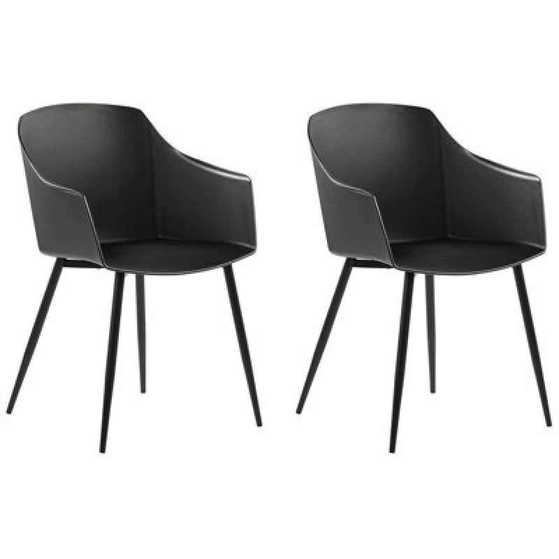 Image of Beliani Set Of 2 Dining Chairs Fonda Black