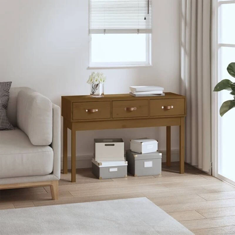 Image of Vidaxl Console Table Honey Brown 114X40X75cm Solid Wood Pine, Brown 821757