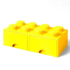 image of LEGO Storage 8 Knob Brick - 2 Drawers (Bright Yellow)