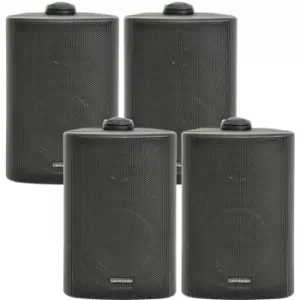 image of 4x 4 70W Black Outdoor Rated Garden Wall Speakers Wall Mounted HiFi 8Ohm & 100V