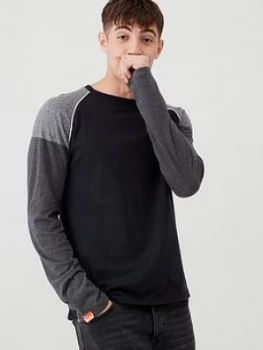Image of Superdry Desert Long Sleeved Baseball T-Shirt - Black, Size L, Men