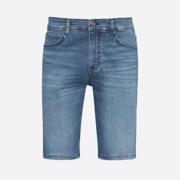 Image of BOSS Orange Delaware Cotton Blend Denim Shorts - W30 Blue Shorts male 50513488-443 W30