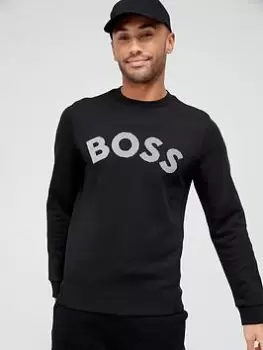 Image of BOSS Salbo Iconic Logo Sweatshirt - Black, Size L, Men