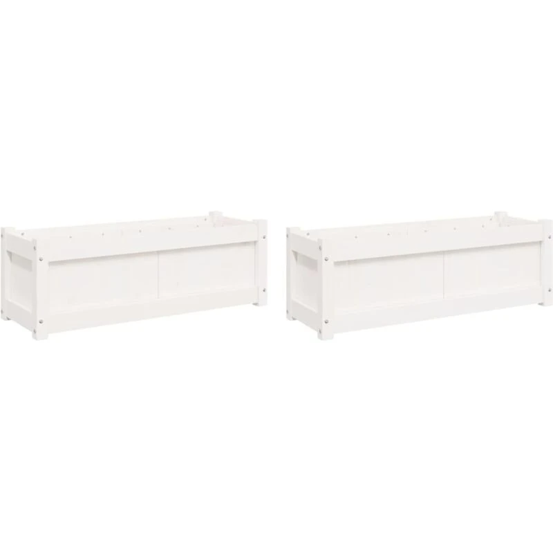 Image of vidaXL Garden Planters 2pc White Solid Wood Pine, White 837452