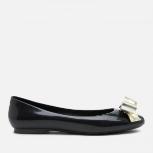 Image of Melissa Womens Doll Shine Ballet Flats - Black Bow - UK 3