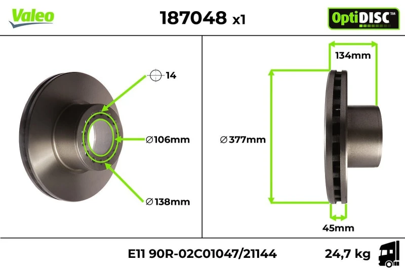 Image of Brake disc VALEO 187048
