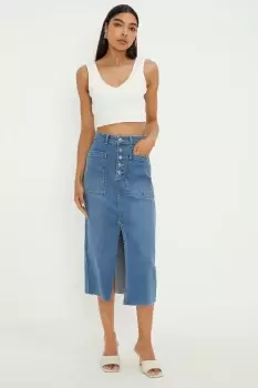 Image of Denim Button Midaxi Skirt