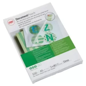 image of GBC IB575037 A5 Gloss Document Pouch 80 Micron 100Pk