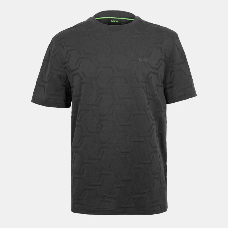 Image of Boss Mens HexaQuilt Regular Fit T-Shirt Dark Blue male S