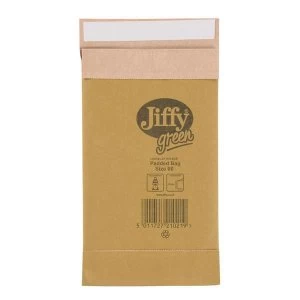 Image of Jiffy Green Size 00 Padded Bag Envelopes 105 x 229mm Peel and Seal Brown 1 x Pack of 200 Envelopes