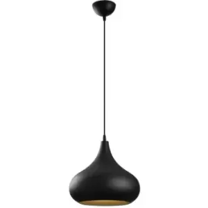 image of Cristal Model 22 Deco Black Dome Pendant Lamp Golden Interior