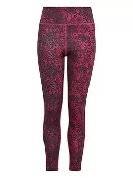 Image of adidas Junior Girls Training Icons Print Legging, Pink Multi, Size 11-12 Years
